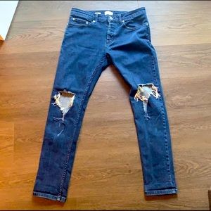 Topman Stretch Skinny blue Jeans Mens Sz 32
